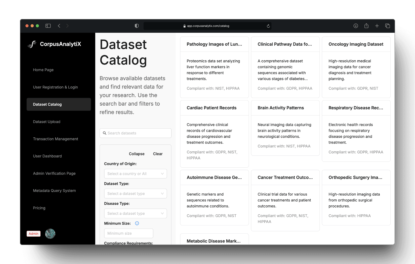 CorpusAnalytiX Catalog Feature